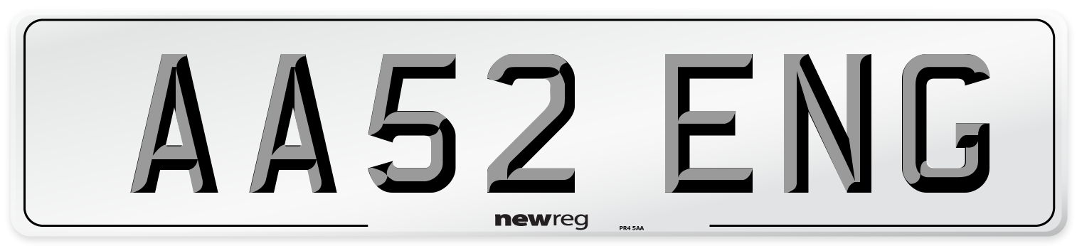 AA52 ENG Number Plate from New Reg